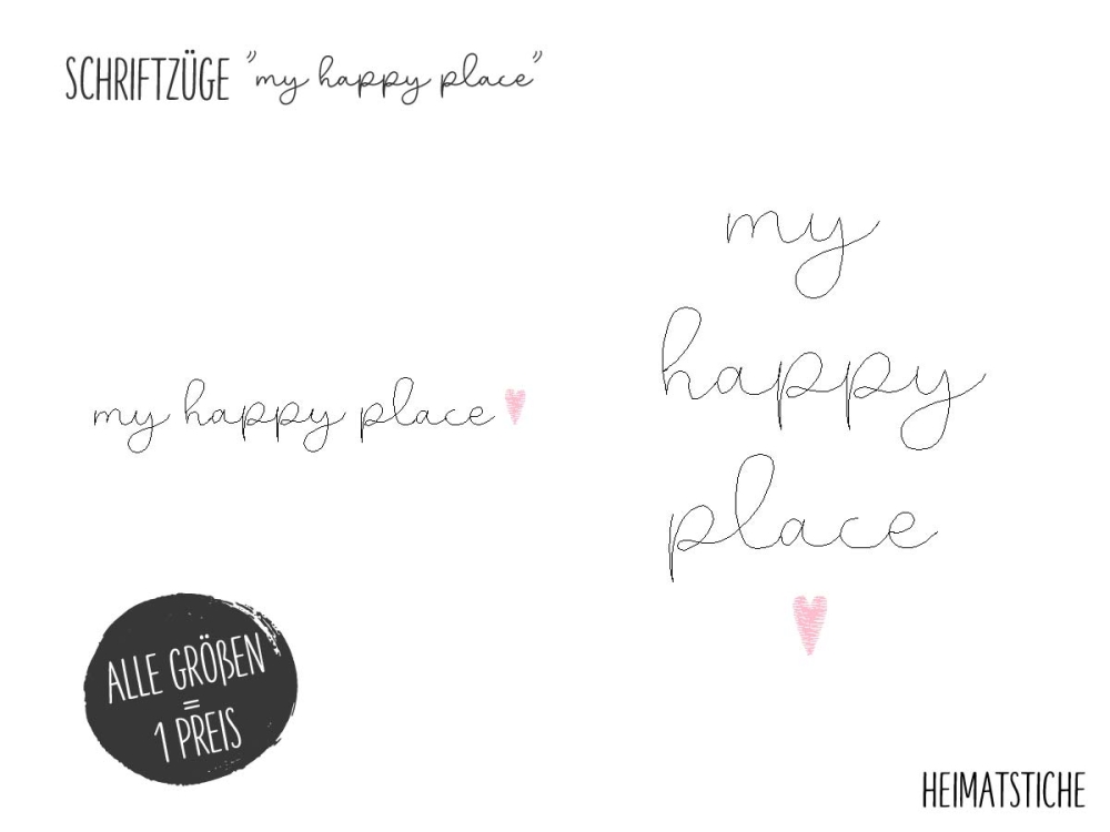 Schriftzug "my happy place" Stickdatei
